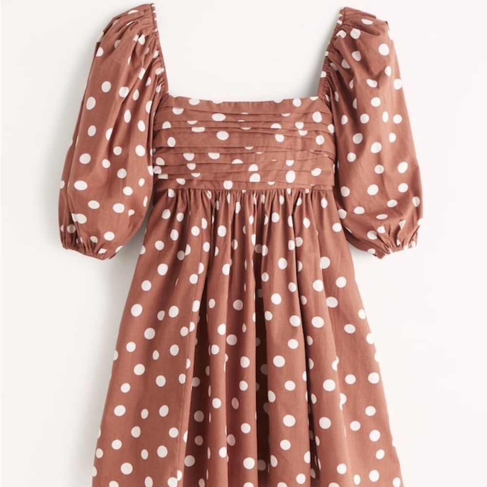 Abercrombie Ruched Bodice Puff Sleeve Mini Dress NWT Emerson Poplin size L Tall